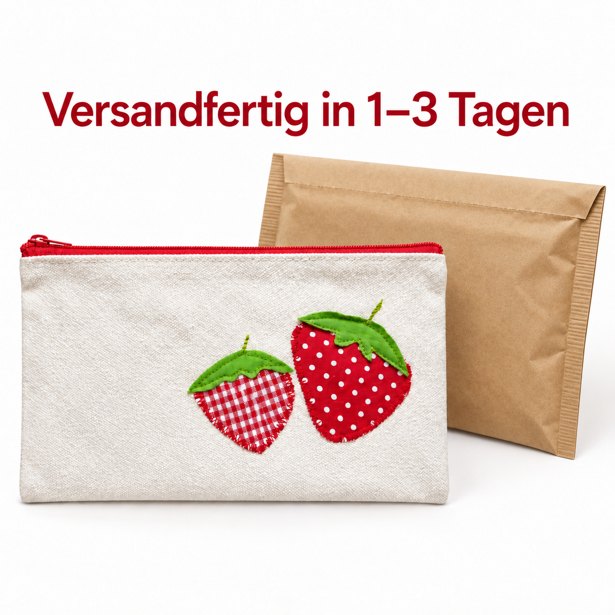 Kleine Kosmetiktasche mit Erdbeeren