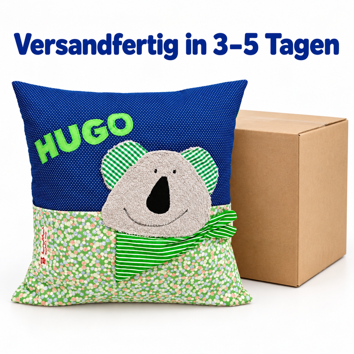 Koala Kissen mit Namen – personalisiertes Kinderkissen 40 × 40 cm