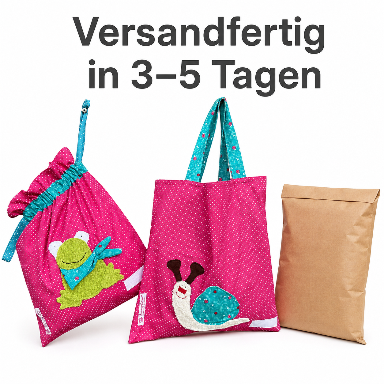 Kindergartenset Frosch & Schnecke – Wetbagset Mädchen in Pink