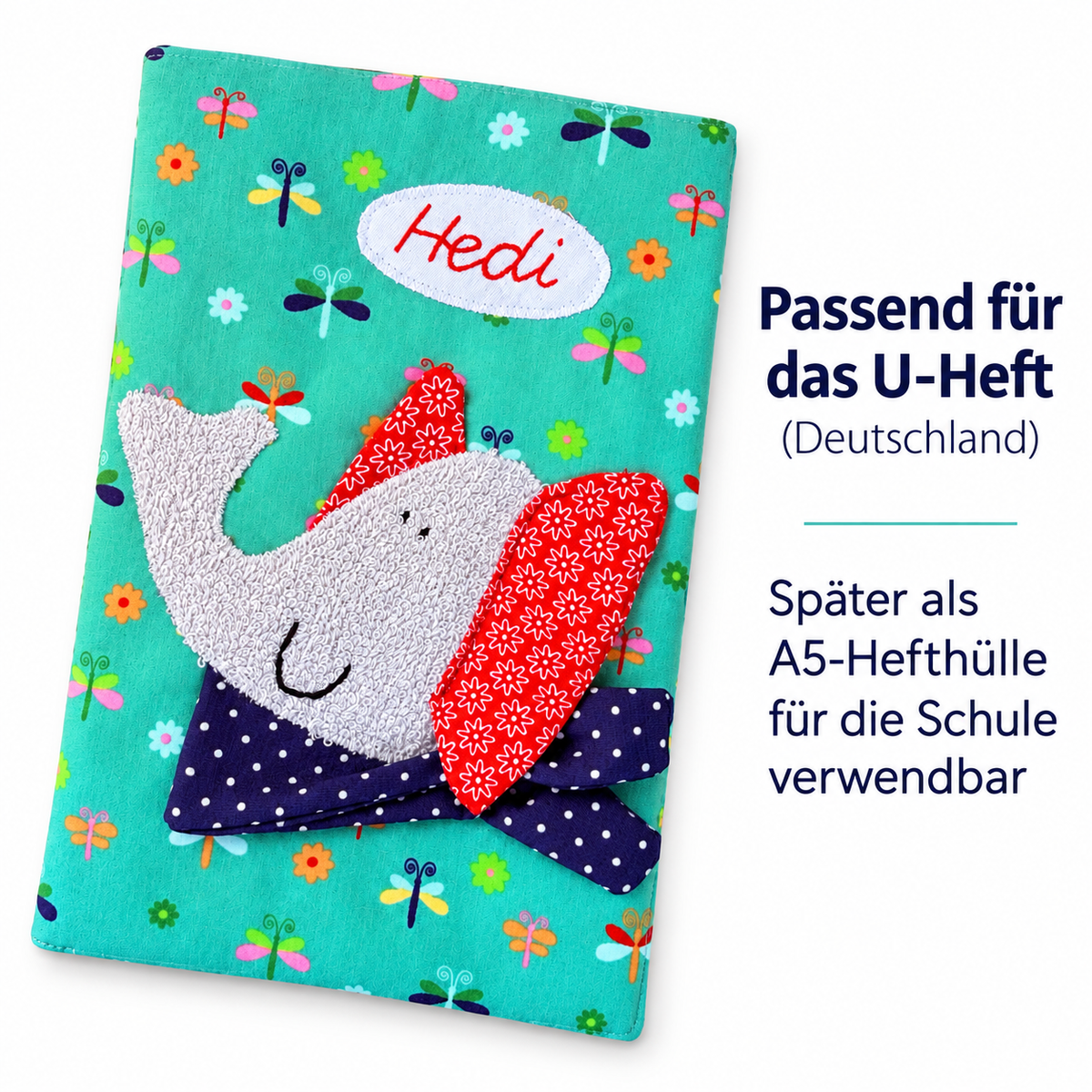 U-Heft-Hülle Elefant mit Innentasche