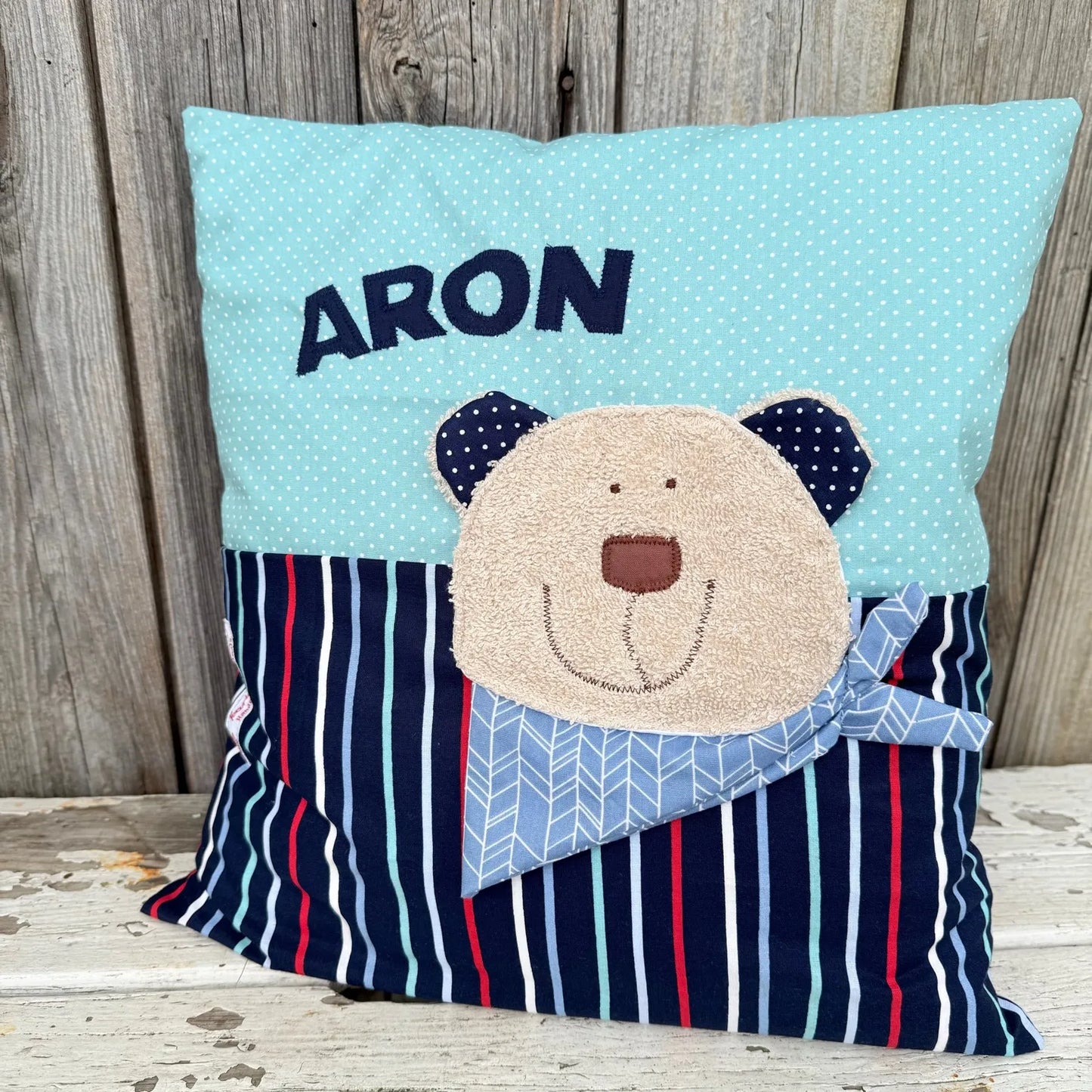 Geschenkset Bär – Kissen & Wetbag personalisiert, Handmade