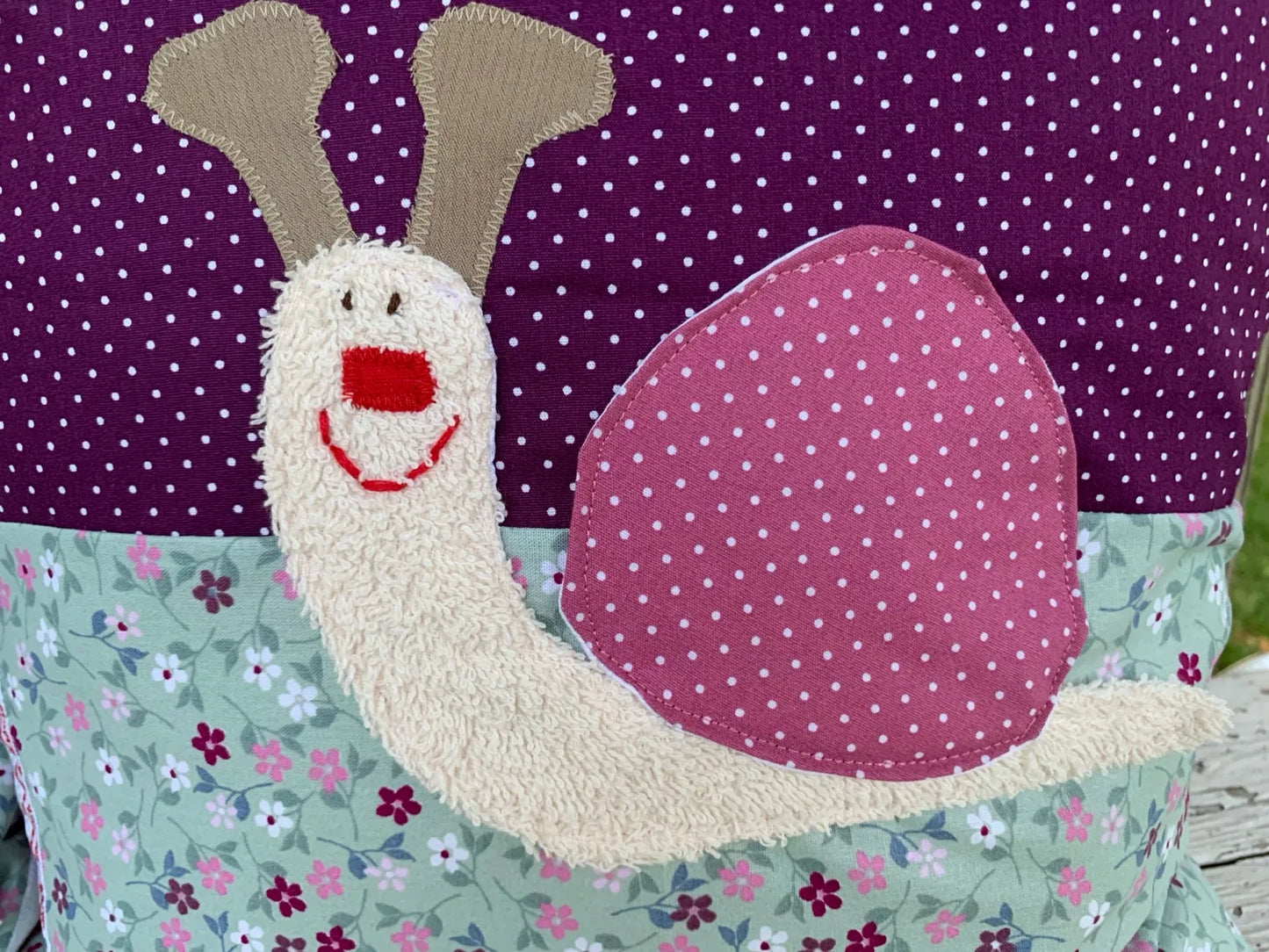 Geschenkset Schnecke – Kissen & Wetbag personalisiert, Handmade