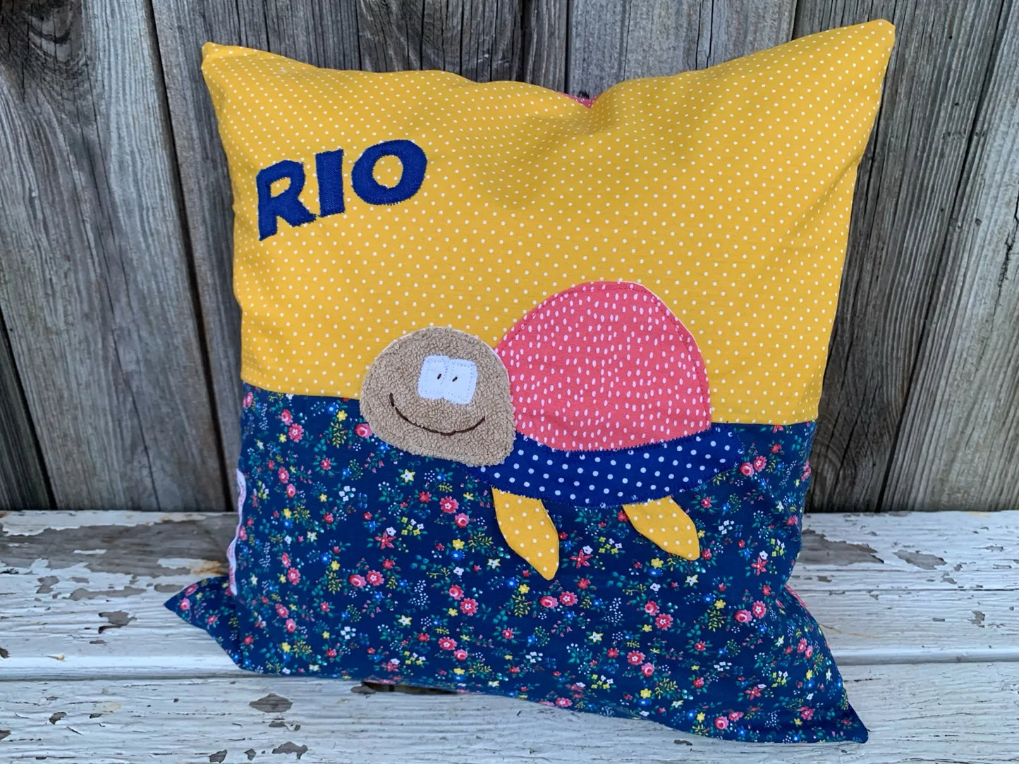 Geschenkset Schildkröte – Kissen & Wetbag personalisiert, Handmade
