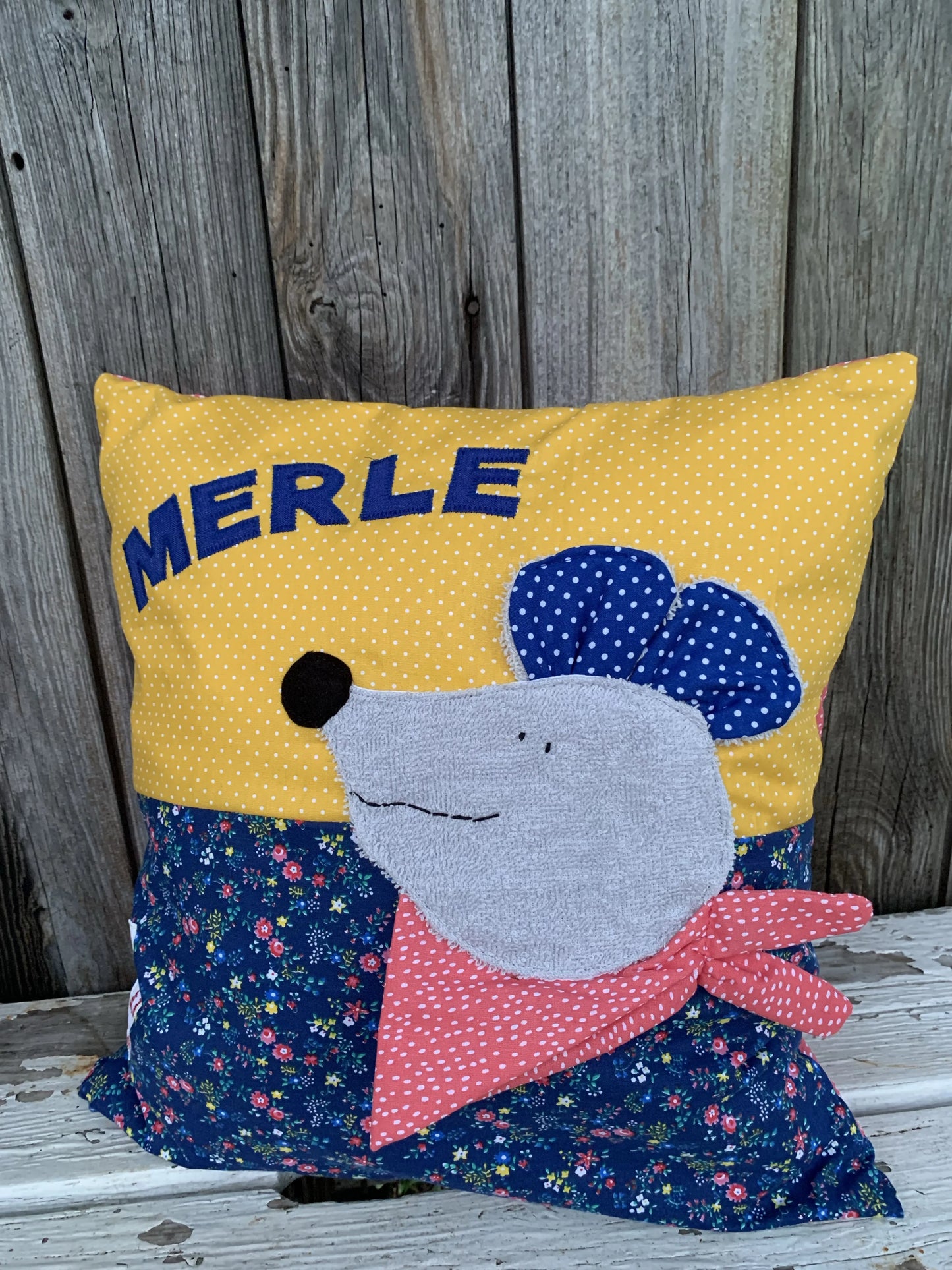 Geschenkset Maus – Kissen & Wetbag personalisiert, Handmade