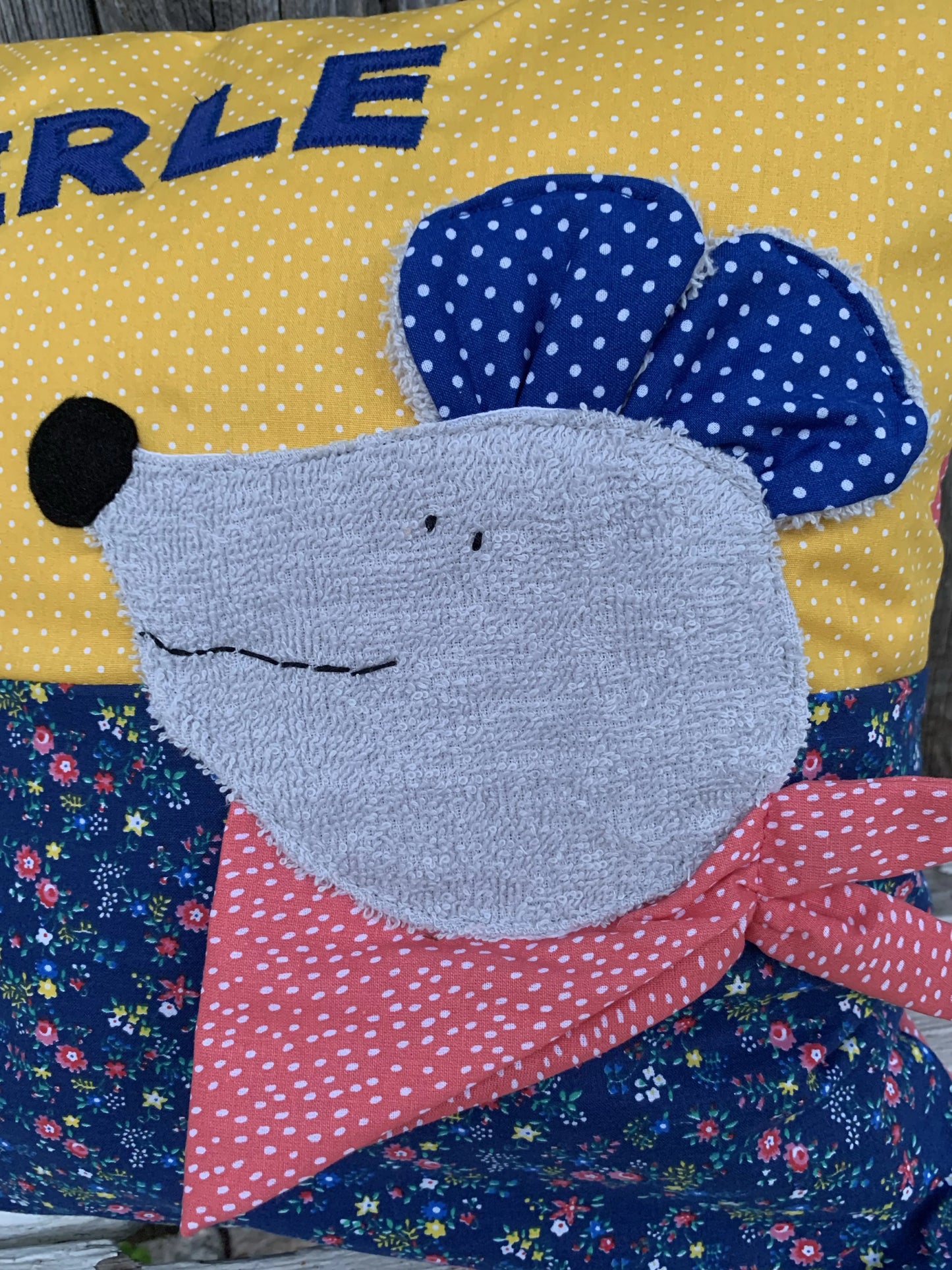 Geschenkset Maus – Kissen & Wetbag personalisiert, Handmade