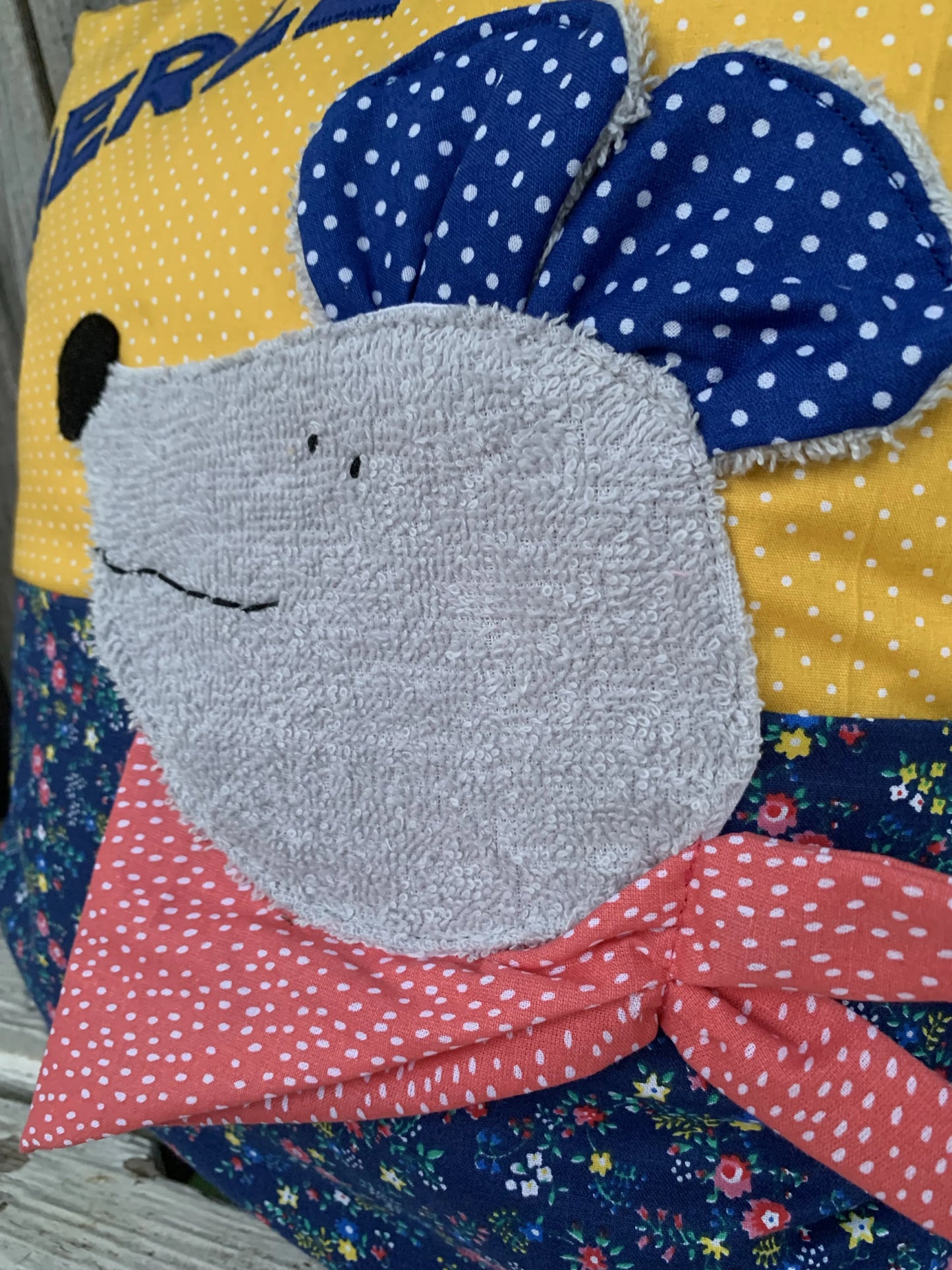 Geschenkset Maus – Kissen & Wetbag personalisiert, Handmade