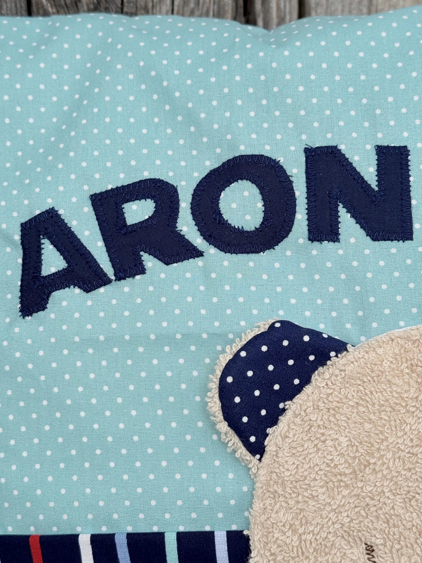 Geschenkset Bär – Kissen & Wetbag personalisiert, Handmade