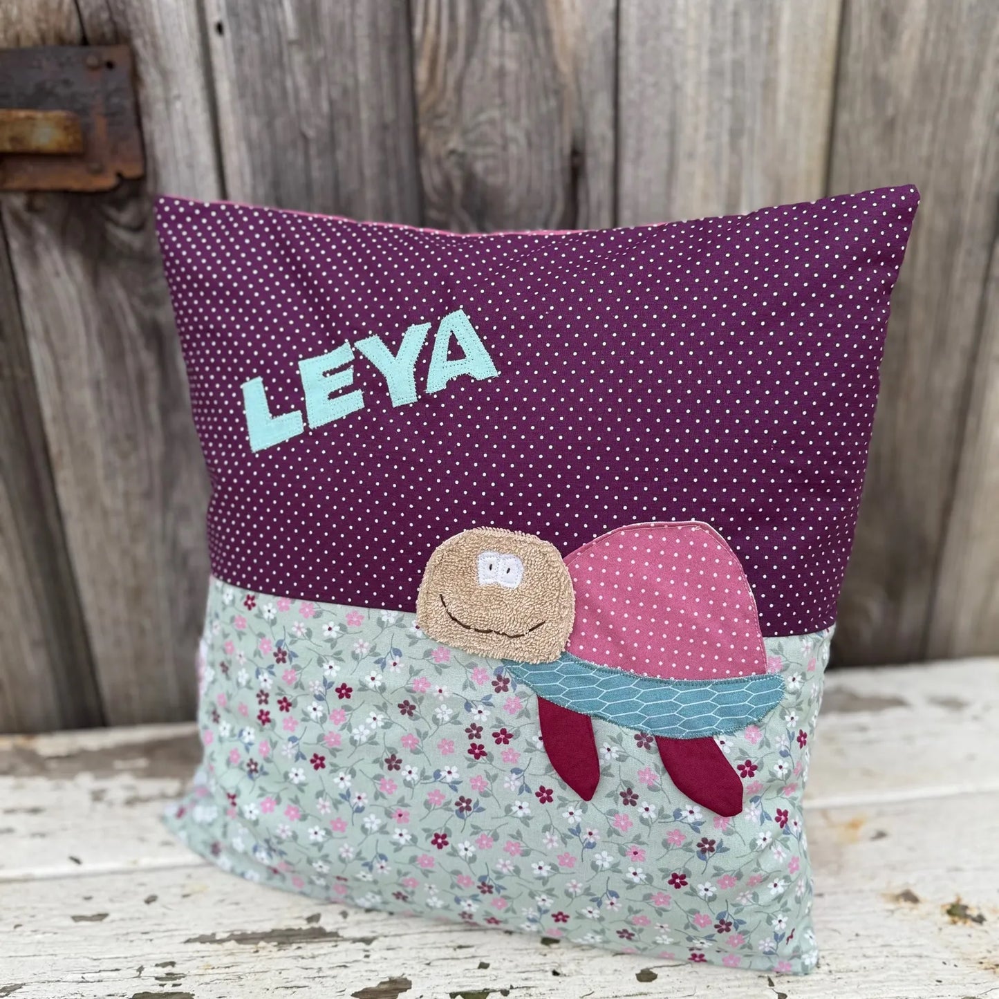 Geschenkset Schildkröte – Kissen & Wetbag personalisiert, Handmade