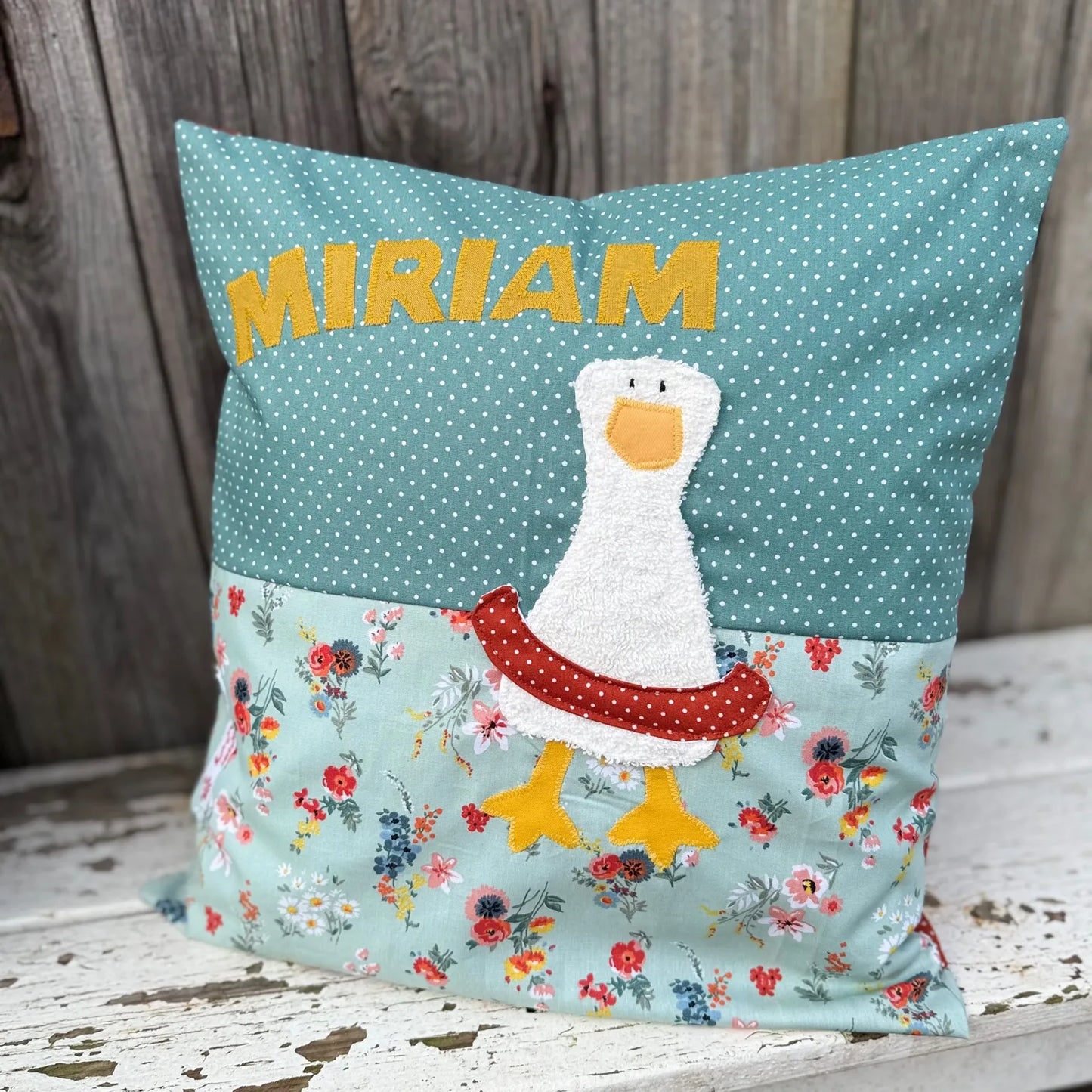 Geschenkset Ente – Kissen & Wetbag personalisiert, Handmade