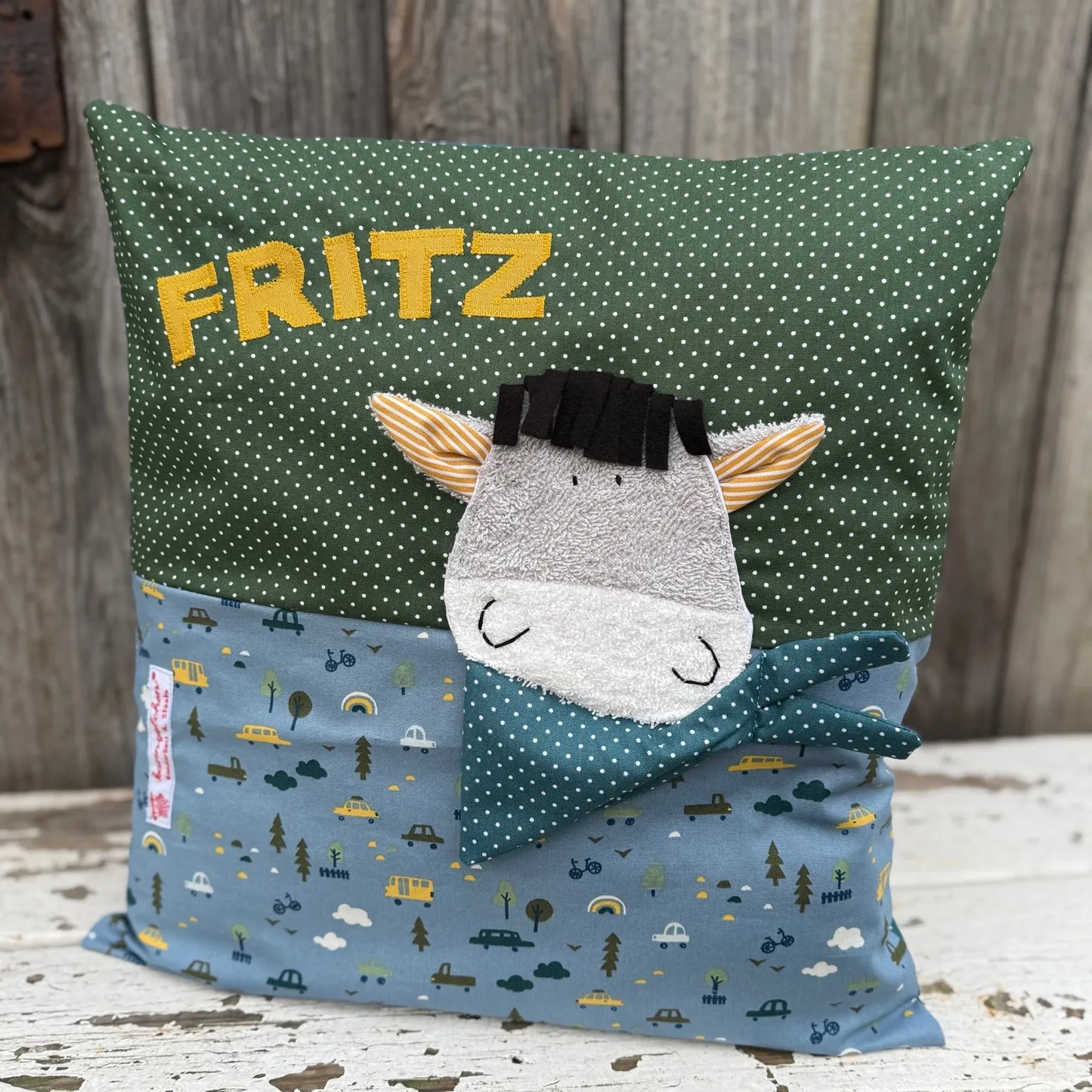 Geschenkset Esel – Kissen & Wetbag personalisiert, Handmade