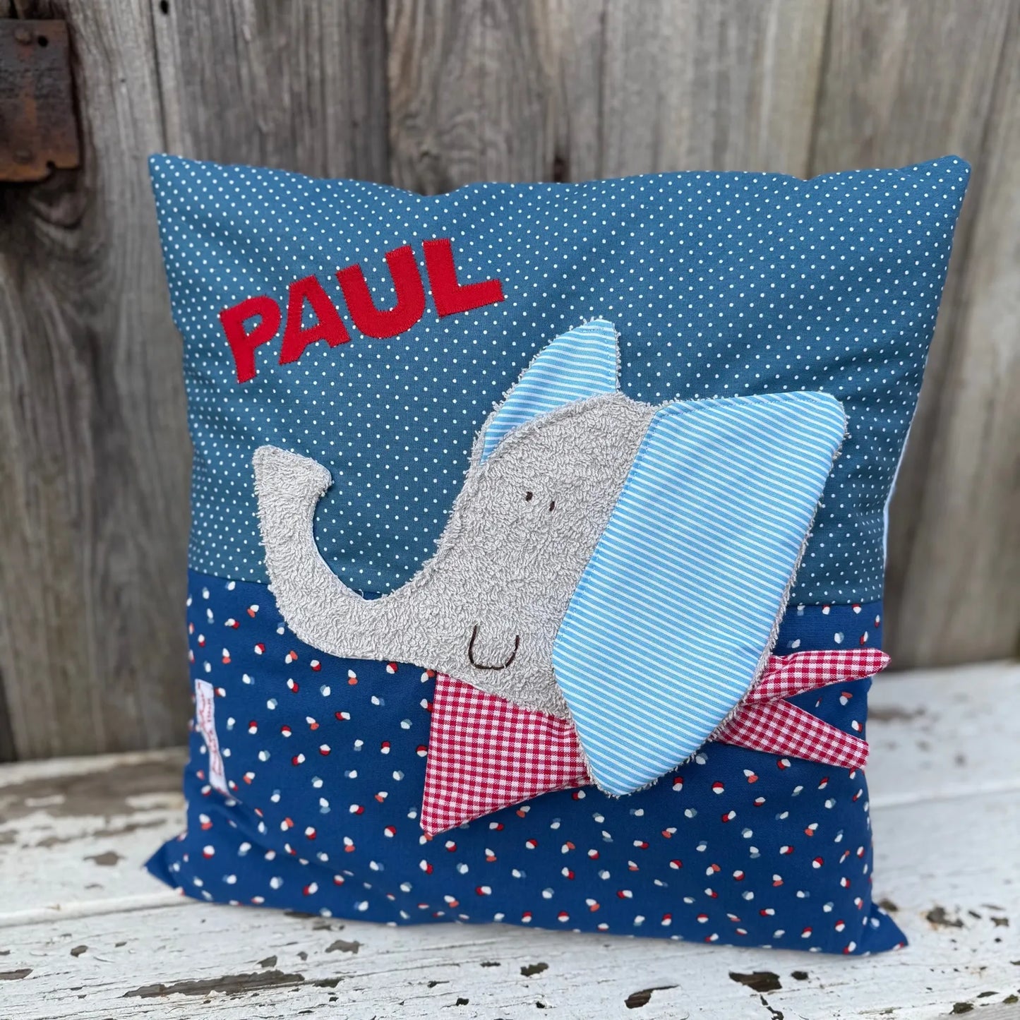 Geschenkset Elefant– Kissen & Wetbag personalisiert, Handmade