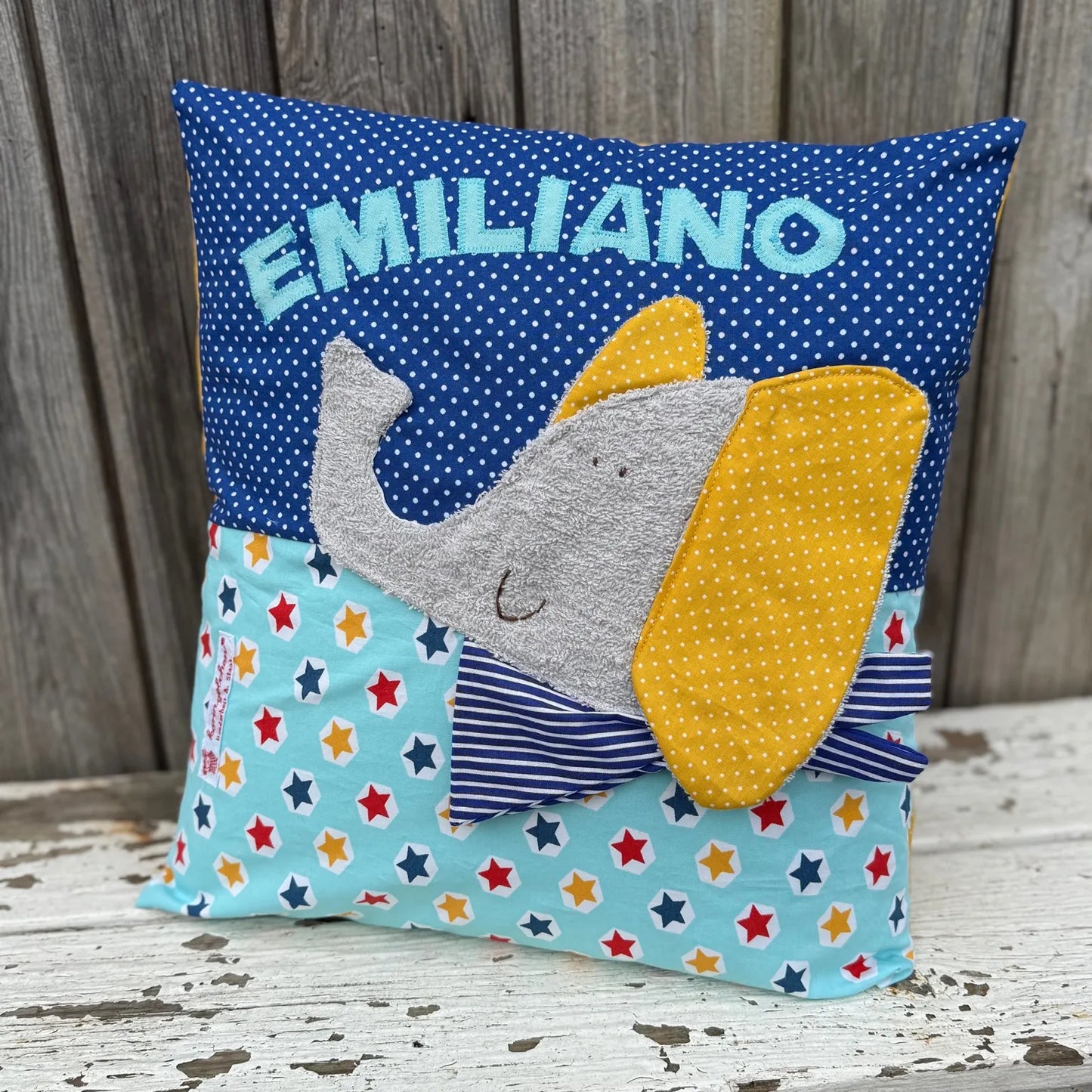 Geschenkset Elefant – Kissen & Wetbag personalisiert, Handmade