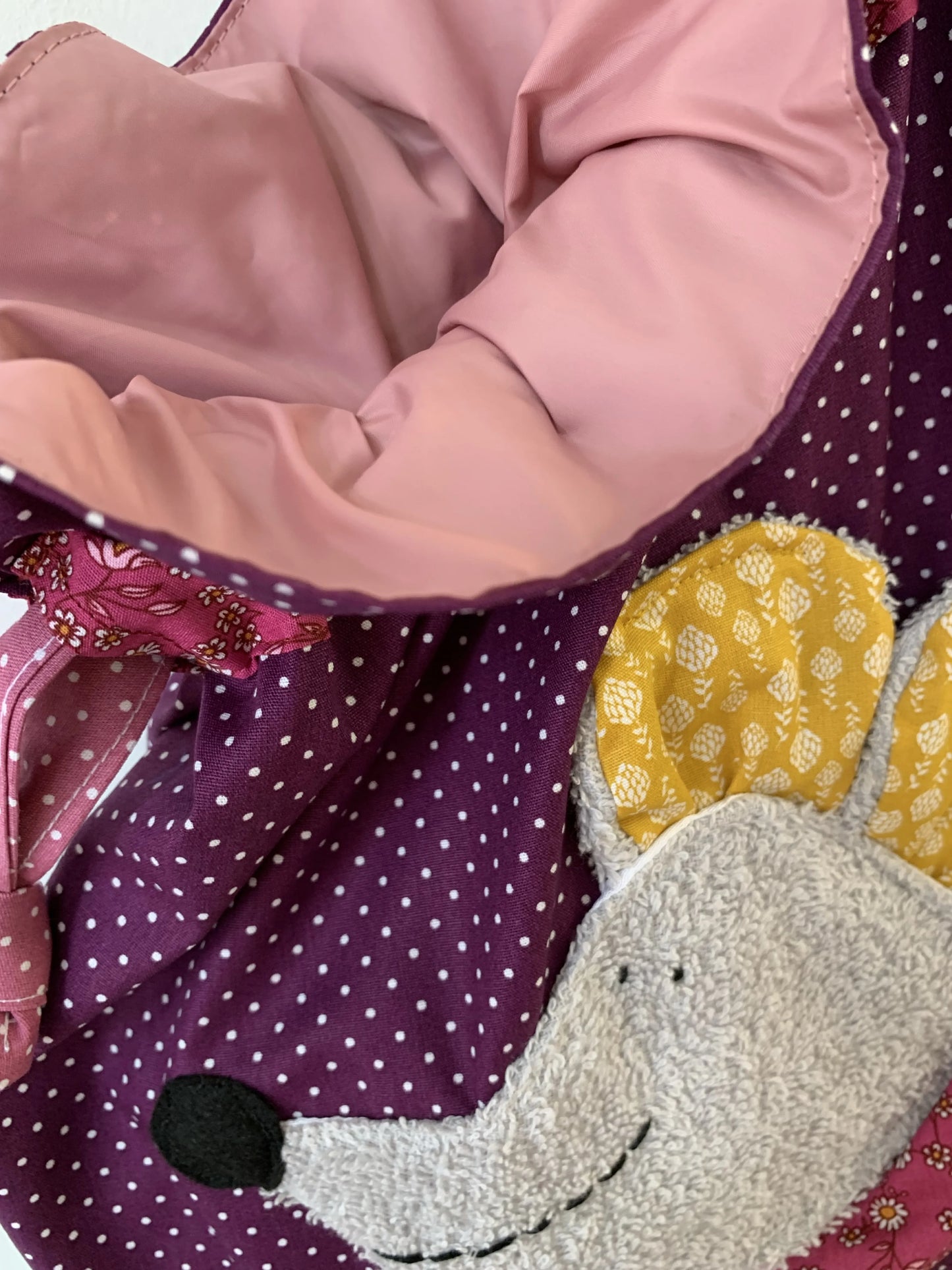 Kita-Set Maus & Katze – Handgemachte Wetbag & Garderobenbeutel mit Namen für Kinder