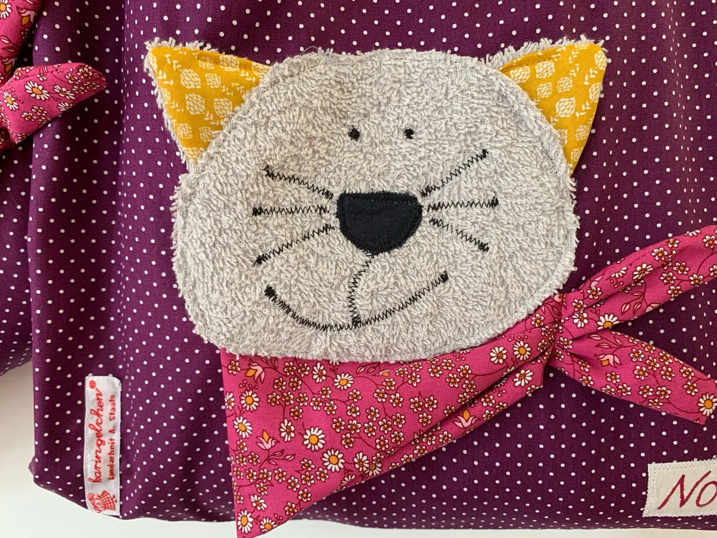 Kita-Set Maus & Katze – Handgemachte Wetbag & Garderobenbeutel mit Namen für Kinder