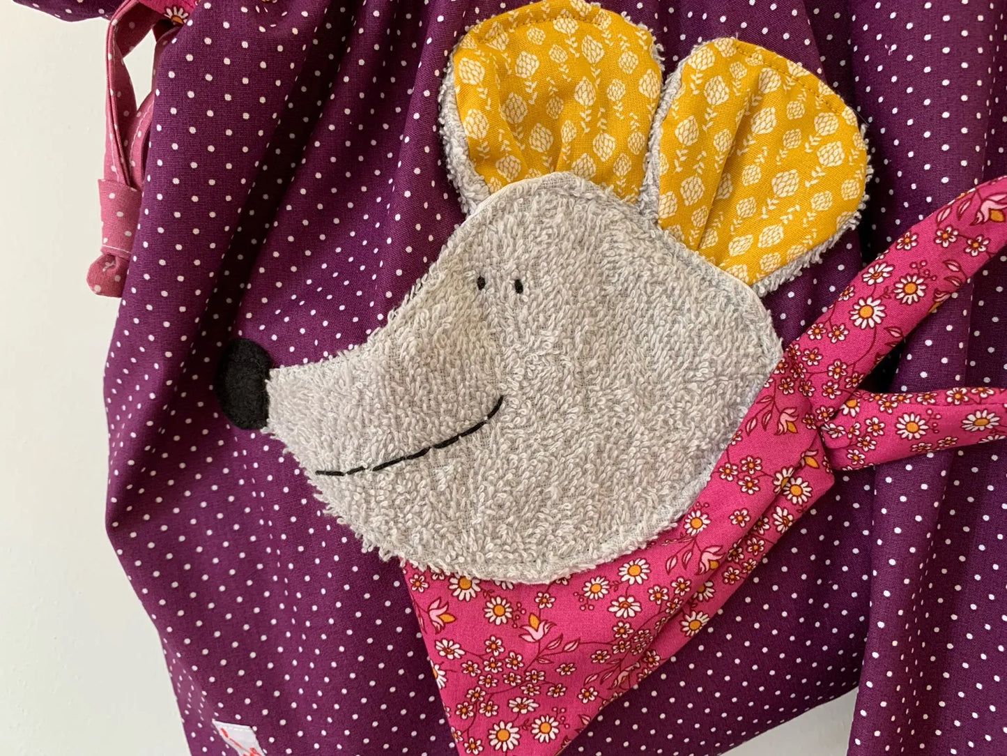 Kita-Set Maus & Katze – Handgemachte Wetbag & Garderobenbeutel mit Namen für Kinder