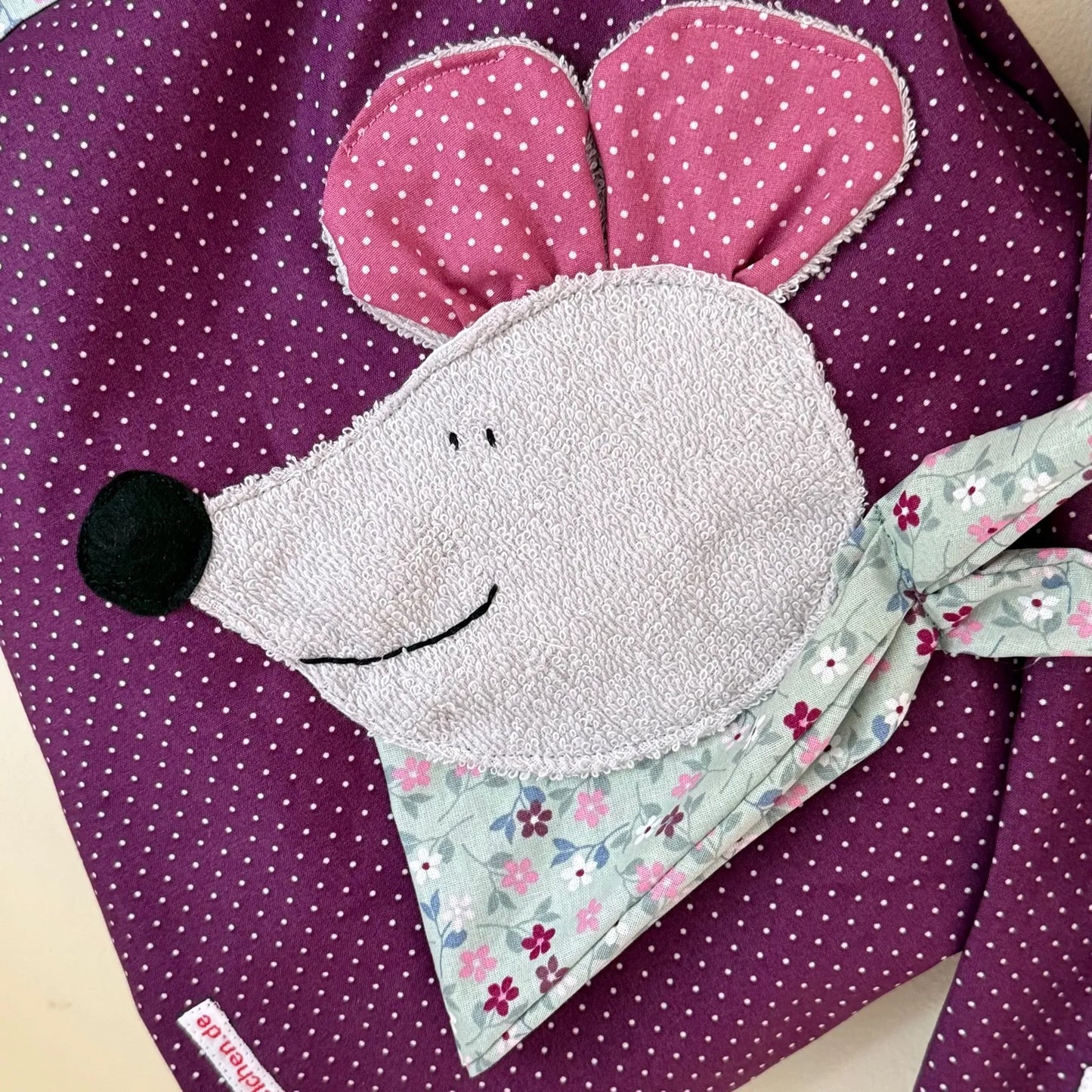 Kita-Set Maus & Katze – Handgemachte Wetbag & Garderobenbeutel mit Namen für Kinder
