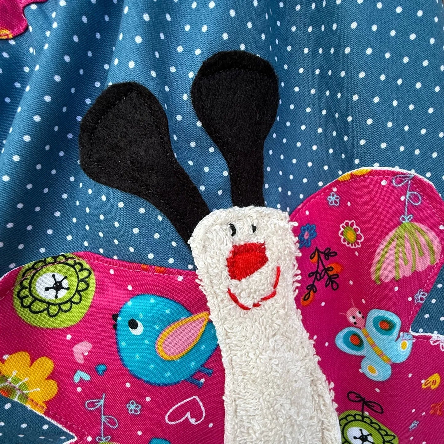 Kita-Set Schmetterling & Katze – Handgemachte Wetbag und Garderobenbeutel für Mädchen