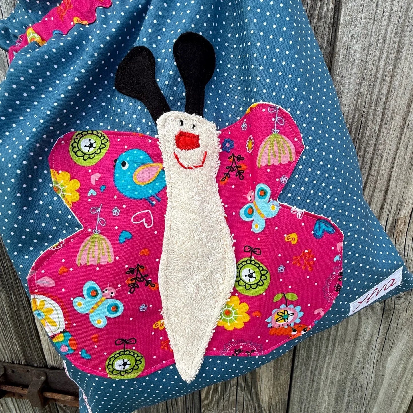 Kita-Set Schmetterling & Katze – Handgemachte Wetbag und Garderobenbeutel für Mädchen