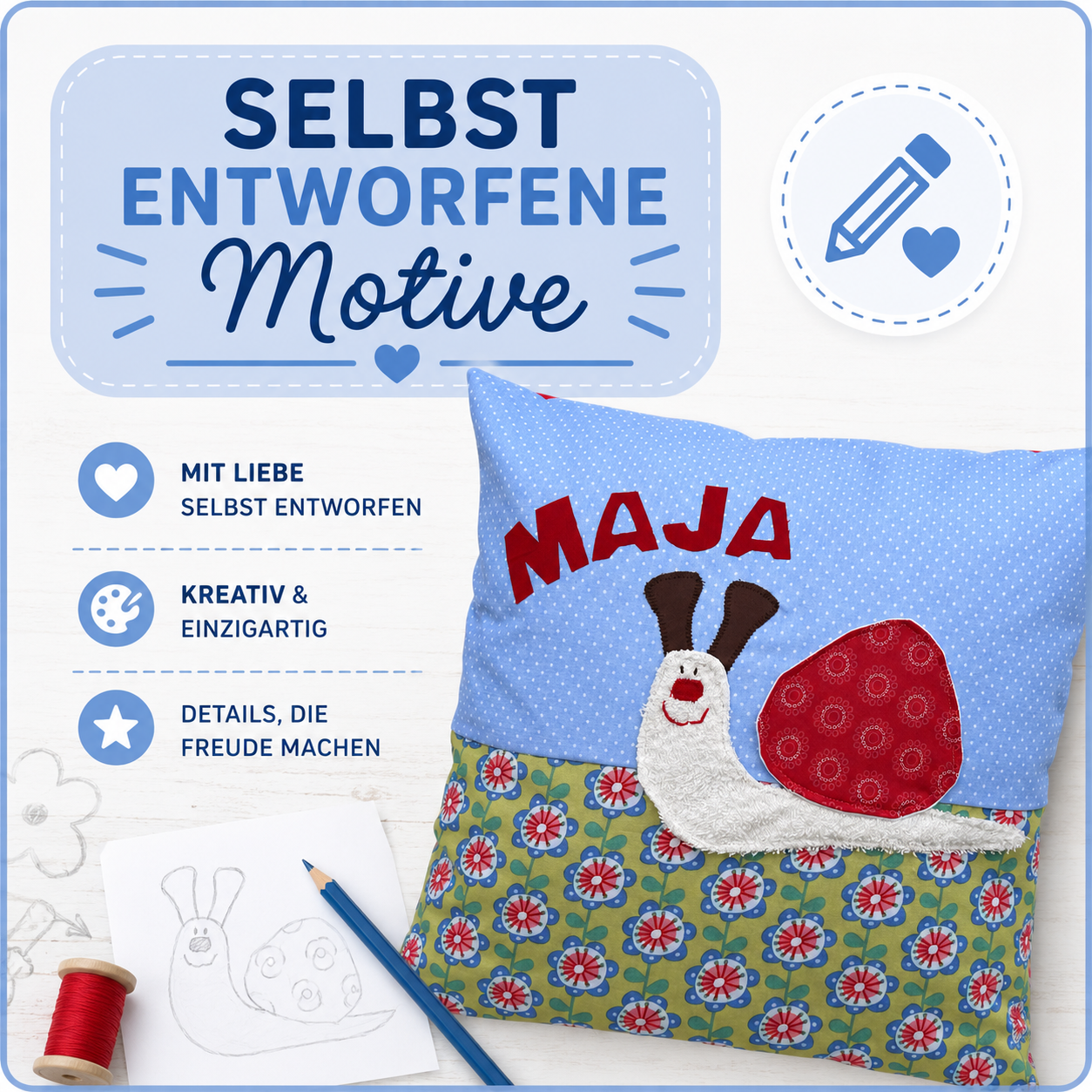 Kuschelkissen Schnecke – liebevolles Babygeschenk mit Namen zur Taufe