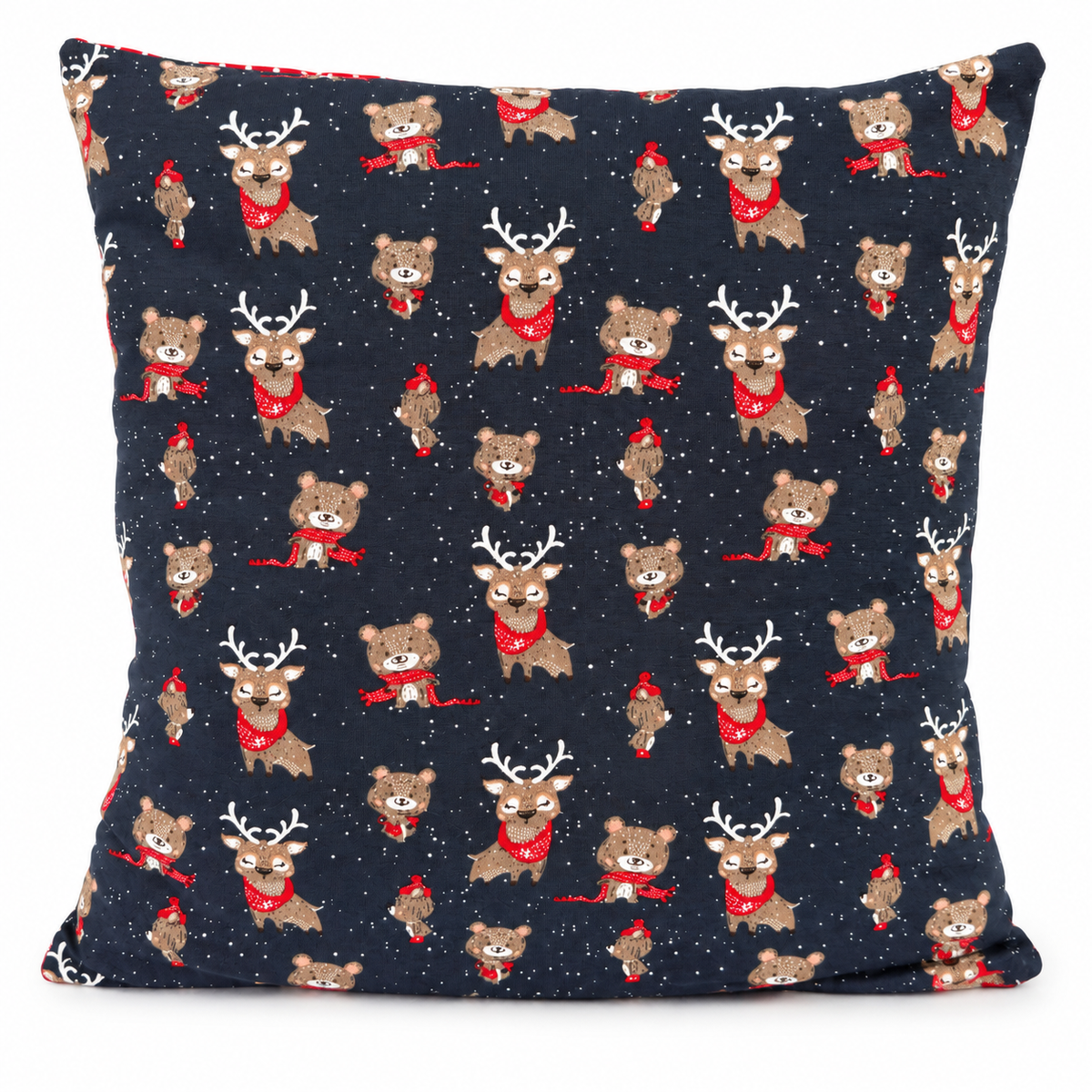 Weihnachtskissen für Kinder 40 × 40 cm – Bär & Rentier