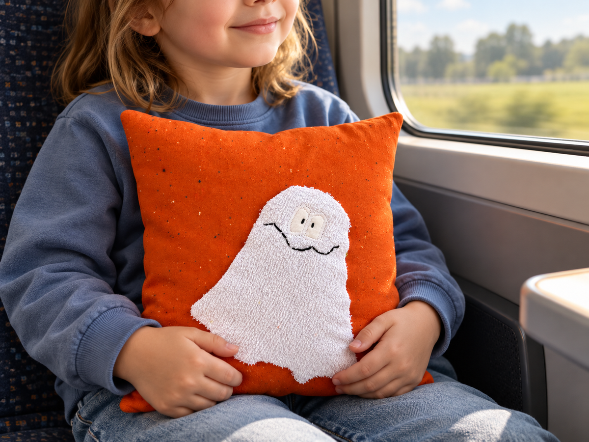 Kinderkissen Geist 30×30 cm – Orange, Gespensterkissen