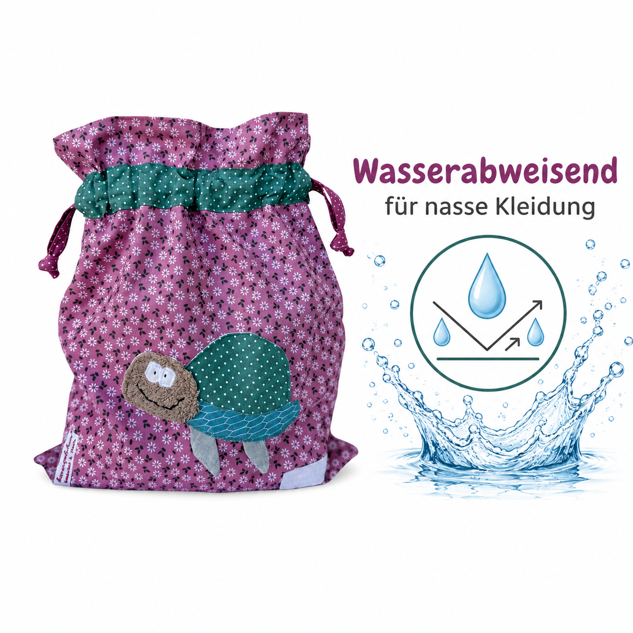 Wetbag Schildkröte personalisiert | Nasstasche für Kinder | Geschenk für Mädchen