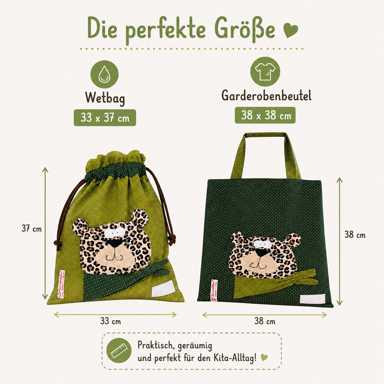 Kindergartenset Leopard – Wetbag Set & Kindertasche | Geschenk für Kindergartenstart