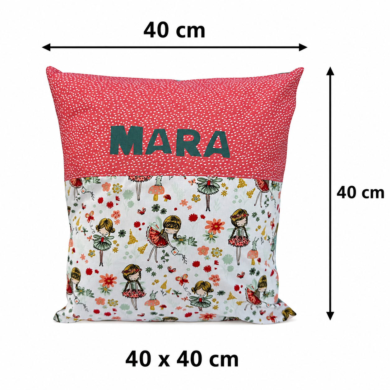 Kissen mit Namen Elfen & Feen | Personalisiertes Kinderkissen 40x40 cm | Geschenk für Mädchen