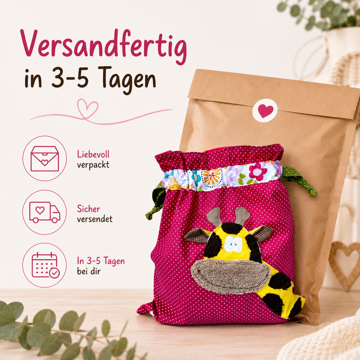 Wetbag Pink mit Giraffe – Nasstasche für Kindergarten & unterwegs