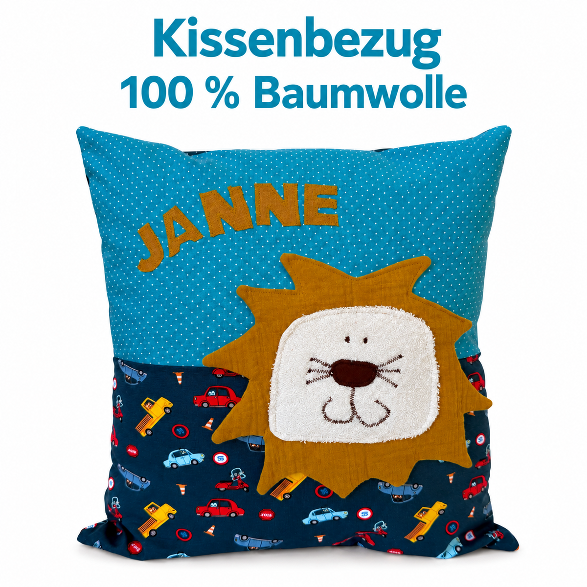 Personalisiertes Kinderkissen Löwe mit Namen – 40 × 40 cm