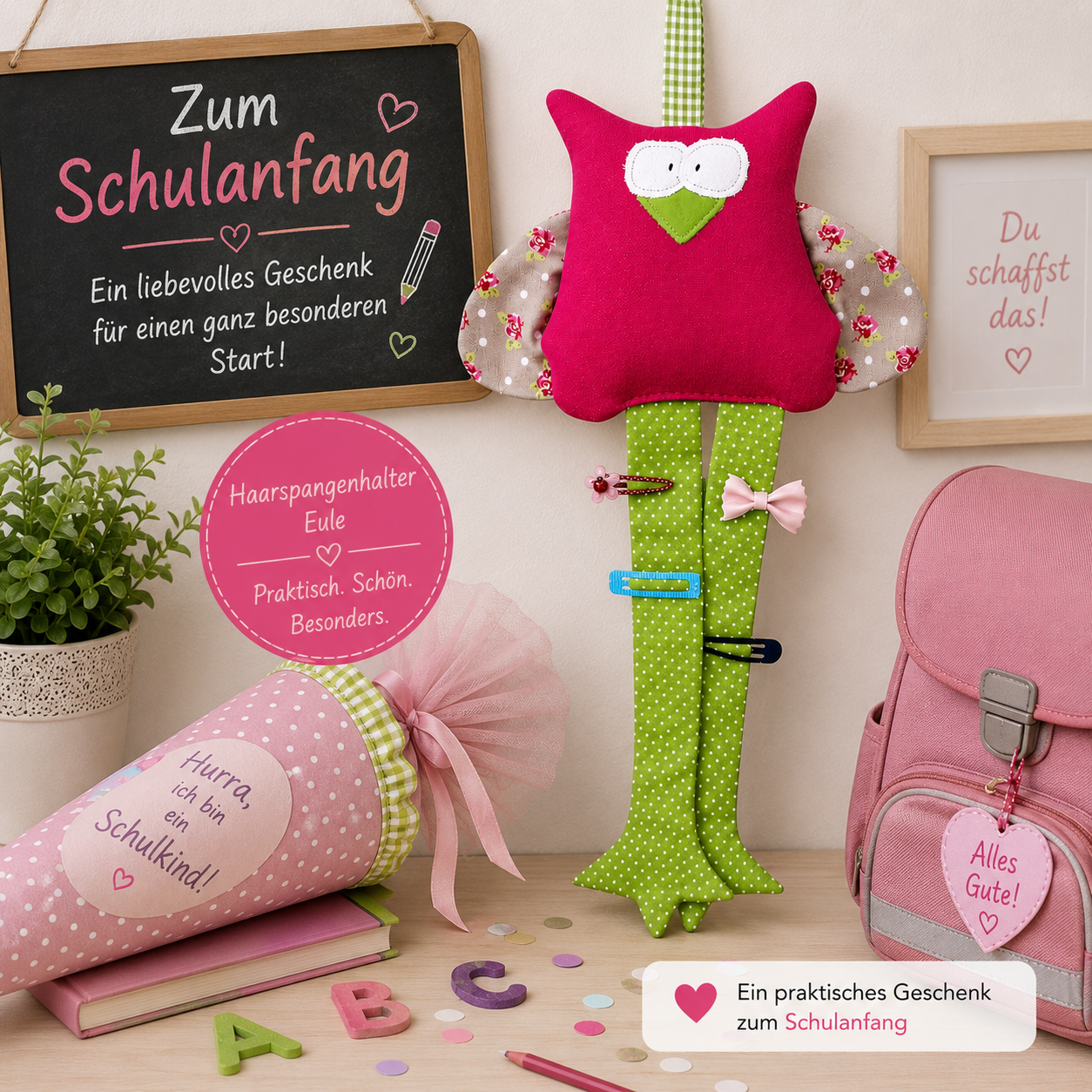 Haarspangenhalter Eule | Geschenk zum Schulanfang | Praktische Geschenke für Mädchen