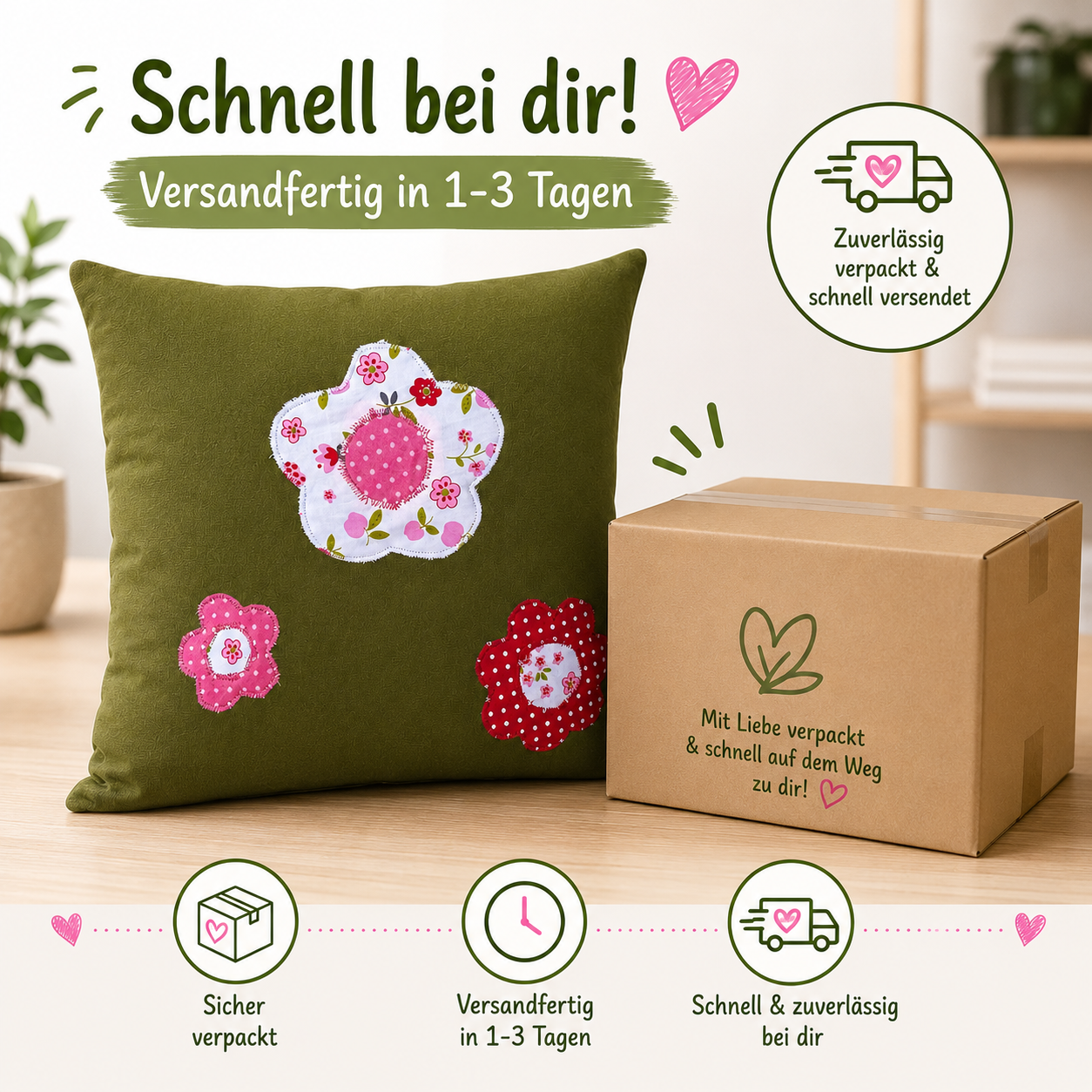 Reisekissen Blumenwiese für Kinder – Kuschelkissen 30x30 cm