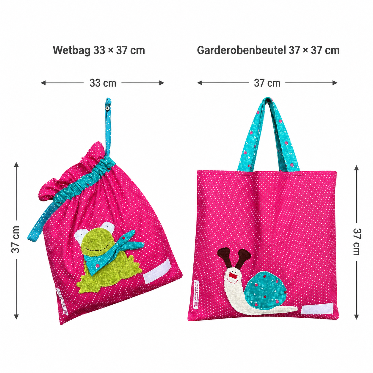 Kindergartenset Frosch & Schnecke – Wetbagset Mädchen in Pink