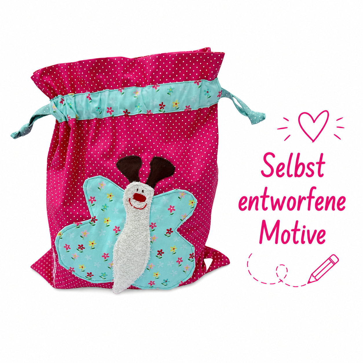 Nasstasche Schmetterling | Wetbag pink für Kita & Schwimmen | Geschenkideen erster Geburtstag