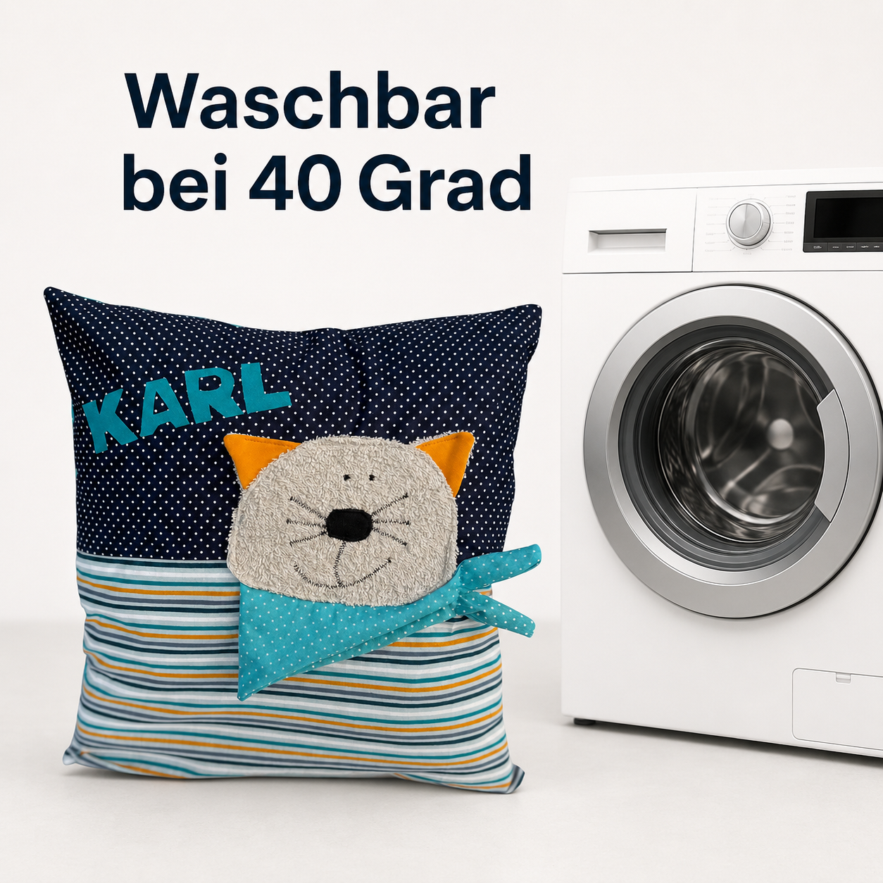 Personalisiertes Kissen Katze  – Kissen für Jungs
