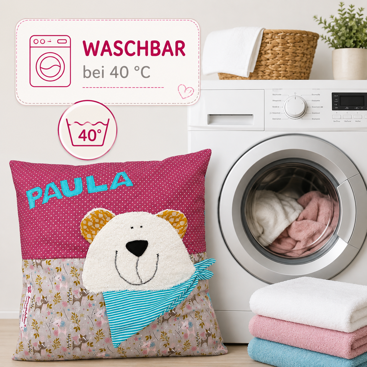 Personalisiertes Kissen Eisbär – Weihnachtsgeschenk für Mädchen