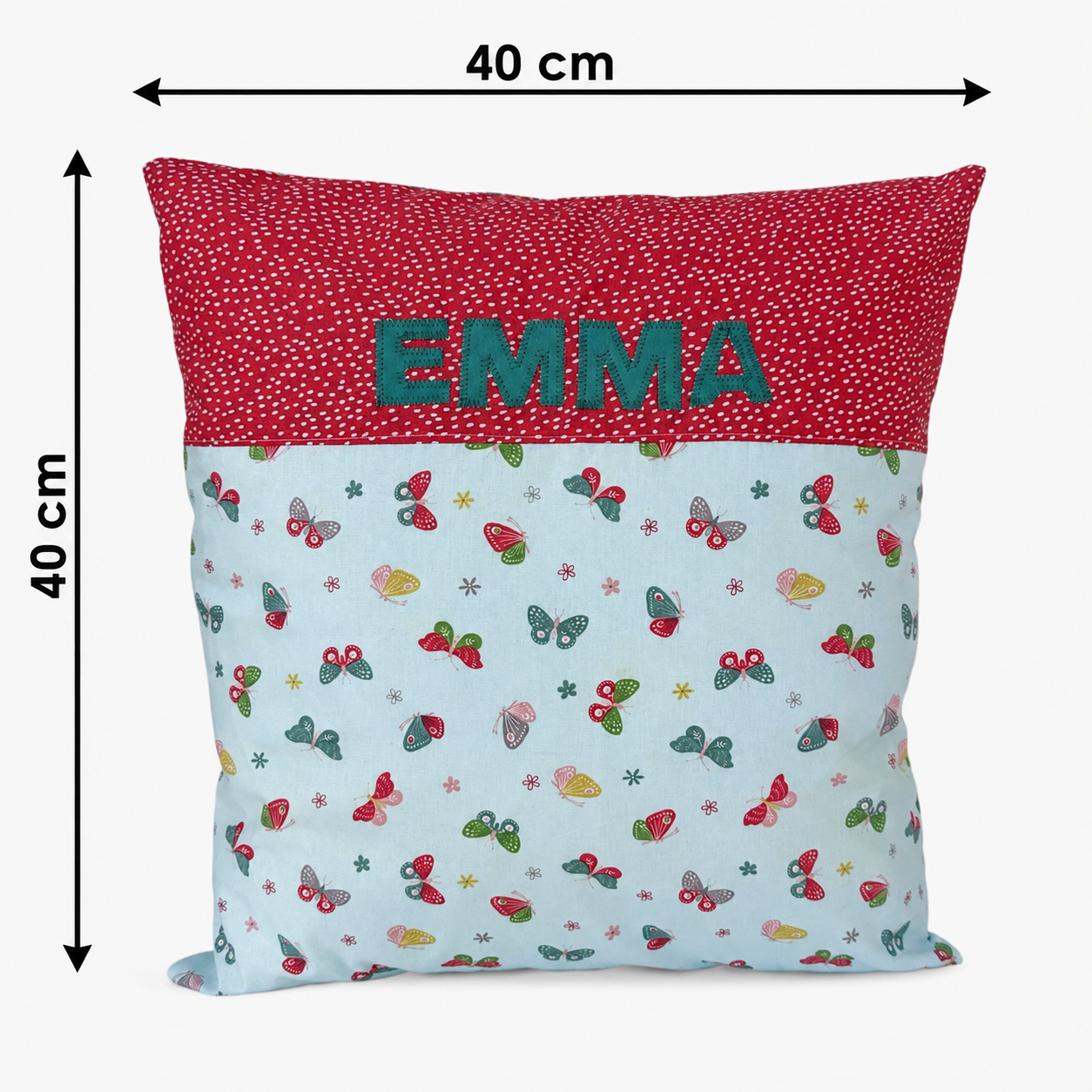 Personalisiertes Kissen Schmetterling mit Name 40x40 cm – Kuschelkissen für Mädchen | Geschenk zum Geburtstag & Weihnachten