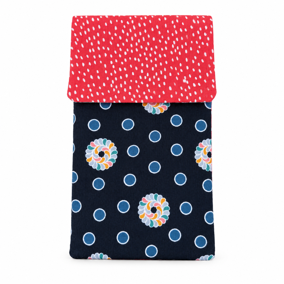 Handytasche aus Stoff mit Blumenmuster – gepolstert, 9 × 16 cm