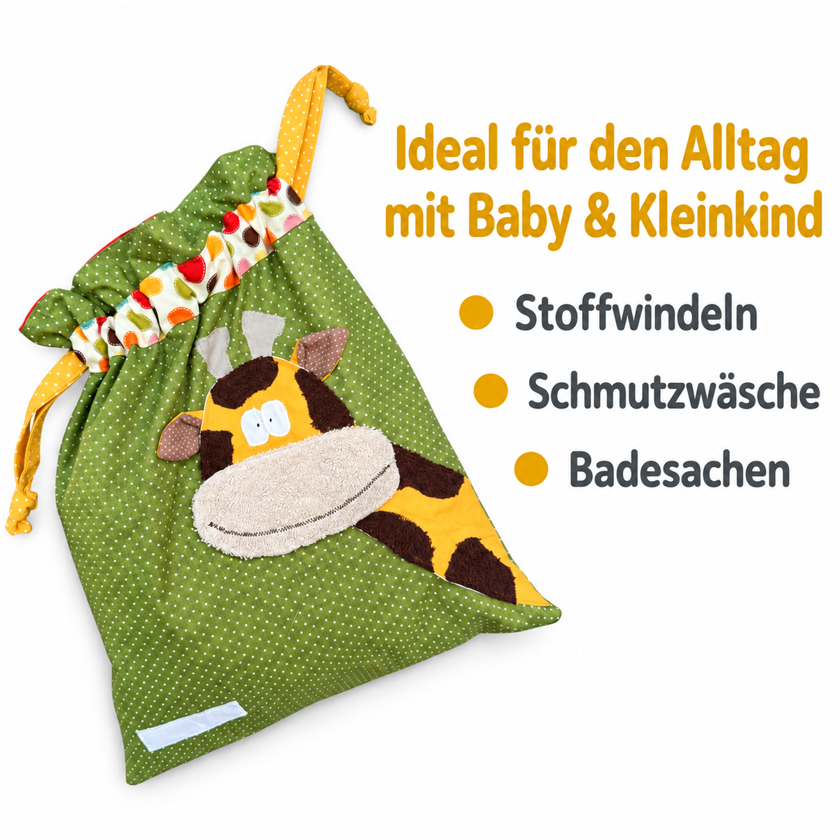 Wetbag Giraffe mit Namen – Nasstasche für Kinder