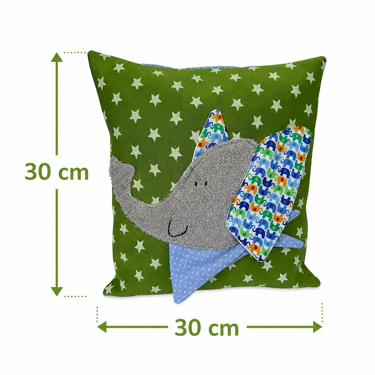 Reisekissen Elefant 30x30 cm – Handgemachtes KINDERKISSEN für Kleinkinder