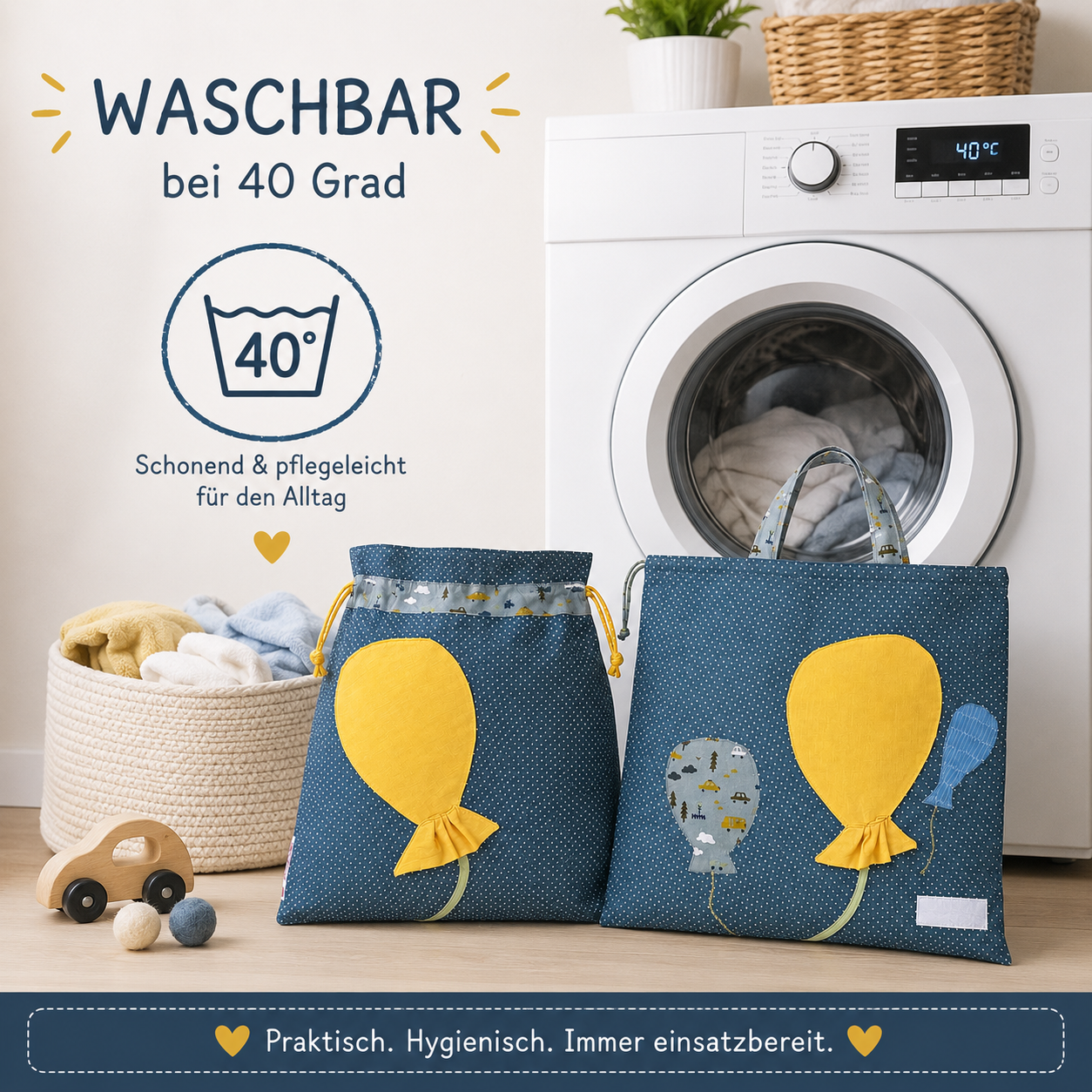 Wetbagset Junge mit Luftballons – Kindergartenset personalisierbar