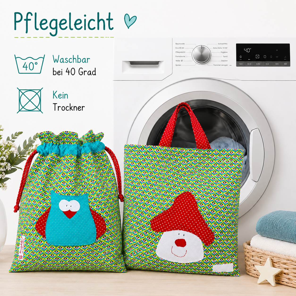 Personalisiertes KitaSet Eule – Wetbagset & Kindertasche für die Eingewöhnung Kita
