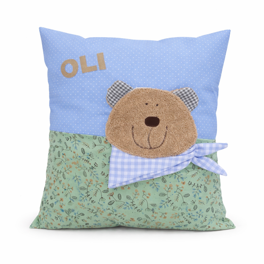 Kissen Bär personalisiert -Kinderkissen mit Namen , Geschenk zur Geburt