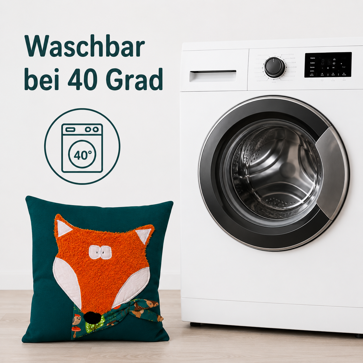 Reisekissen Fuchs 30x30 cm – Handgemachtes Kinderkissen für Auto, Urlaub & Ausflüge