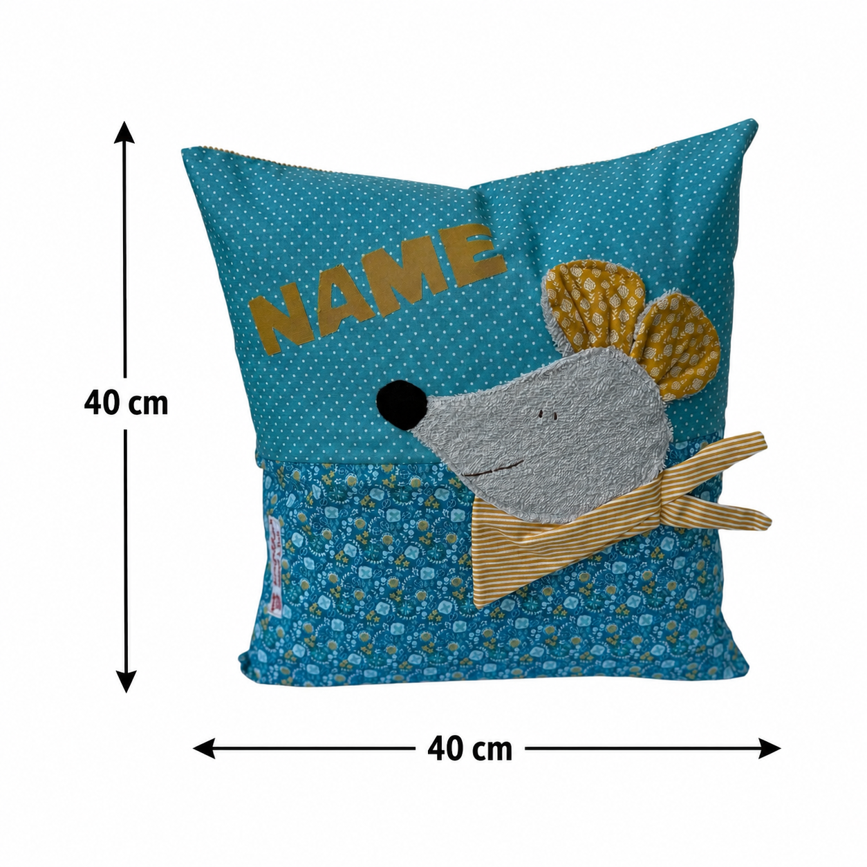 Kinderkissen Maus personalisiert mit Namen – Kuschelkissen für Kinder
