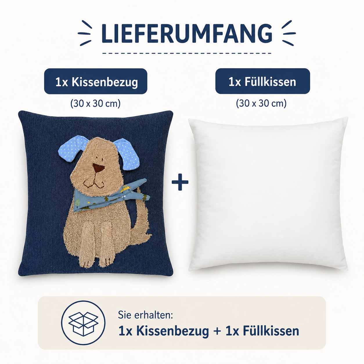 Reisekissen Hund 30x30 cm – Kuschelkissen für Auto, Urlaub & Kinderwagen
