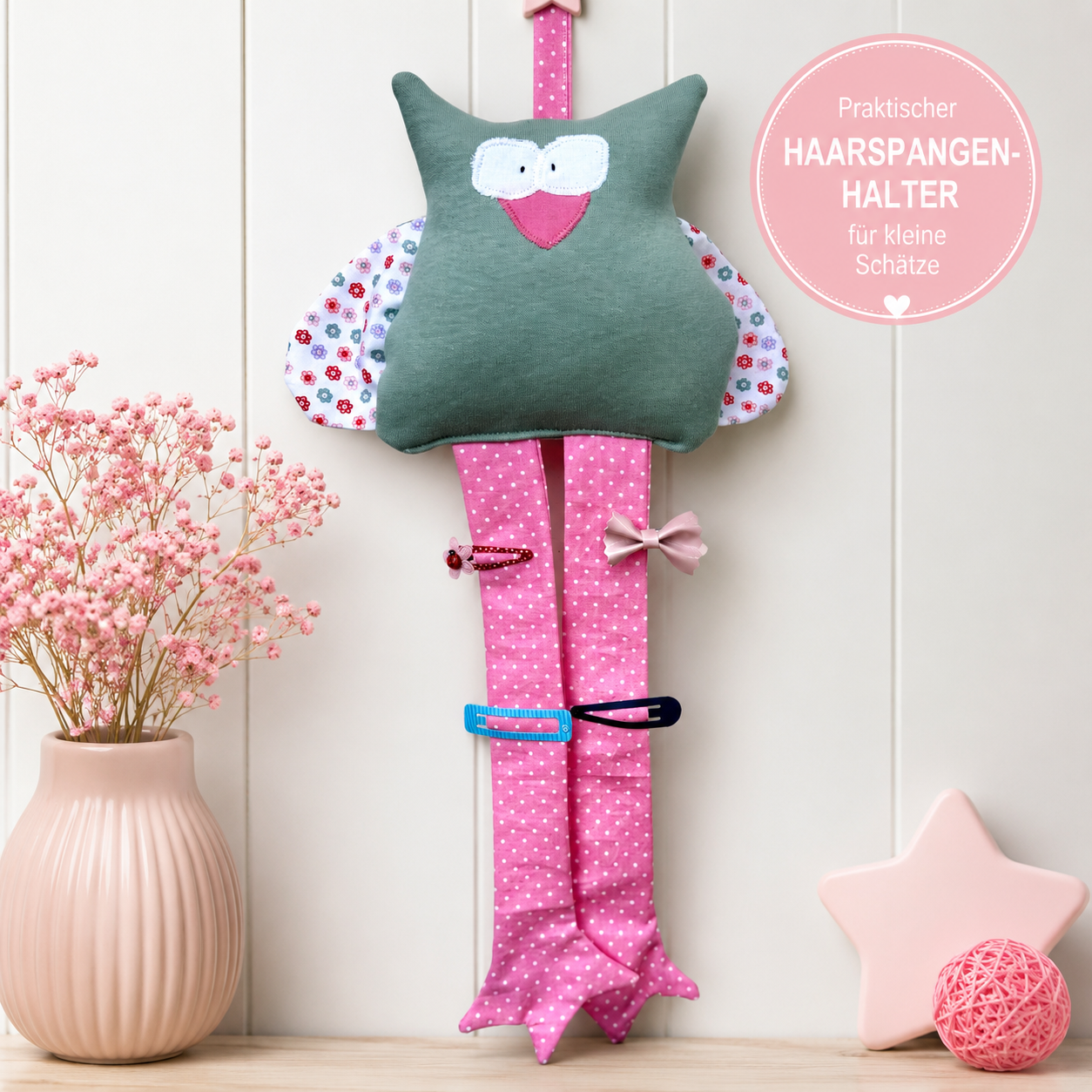 Haarspangenhalter Eule – Handmade & dekorativ für Kinderzimmer