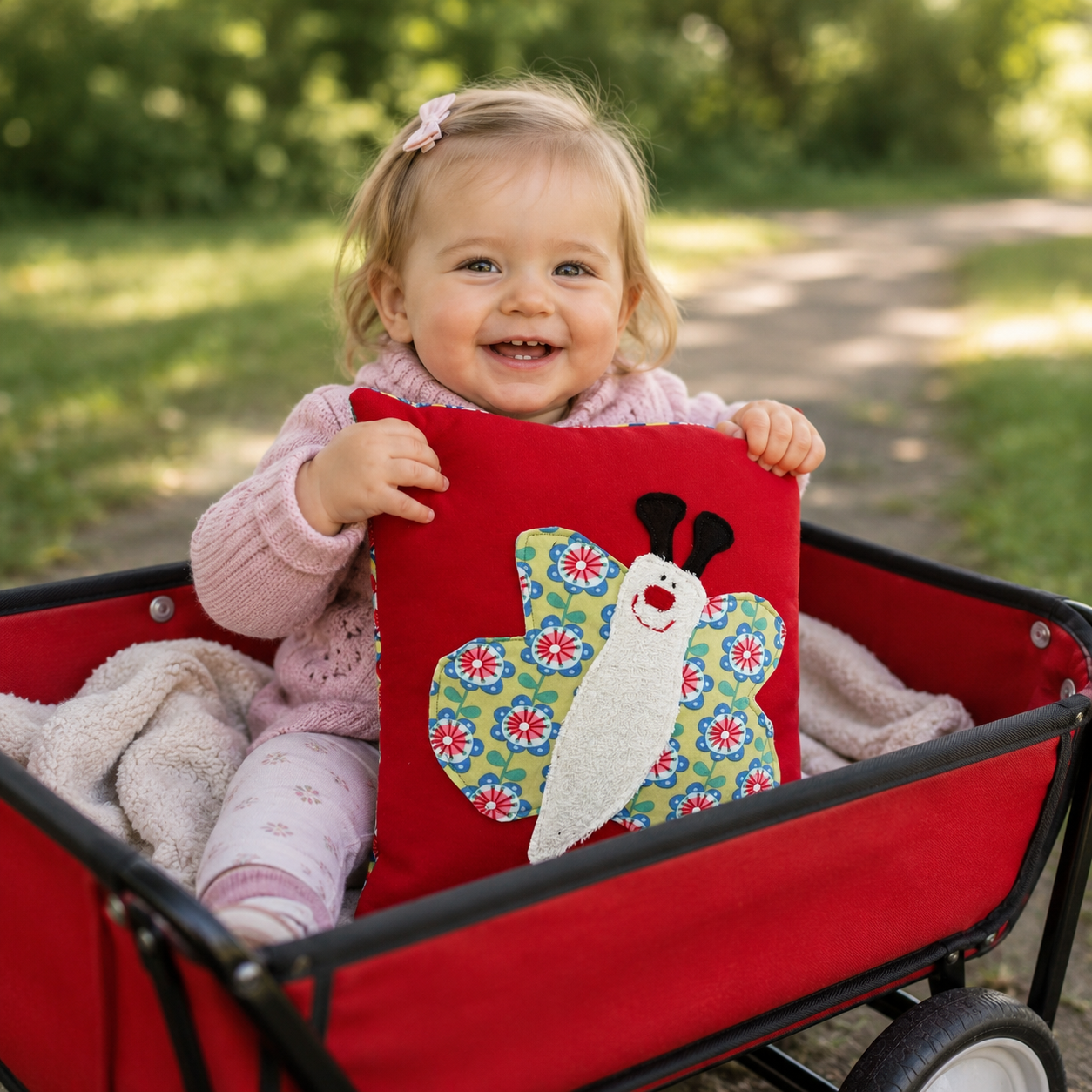 Reisekissen Schmetterling für Kinder – Kuschelkissen für Auto, Urlaub & Kindergarten
