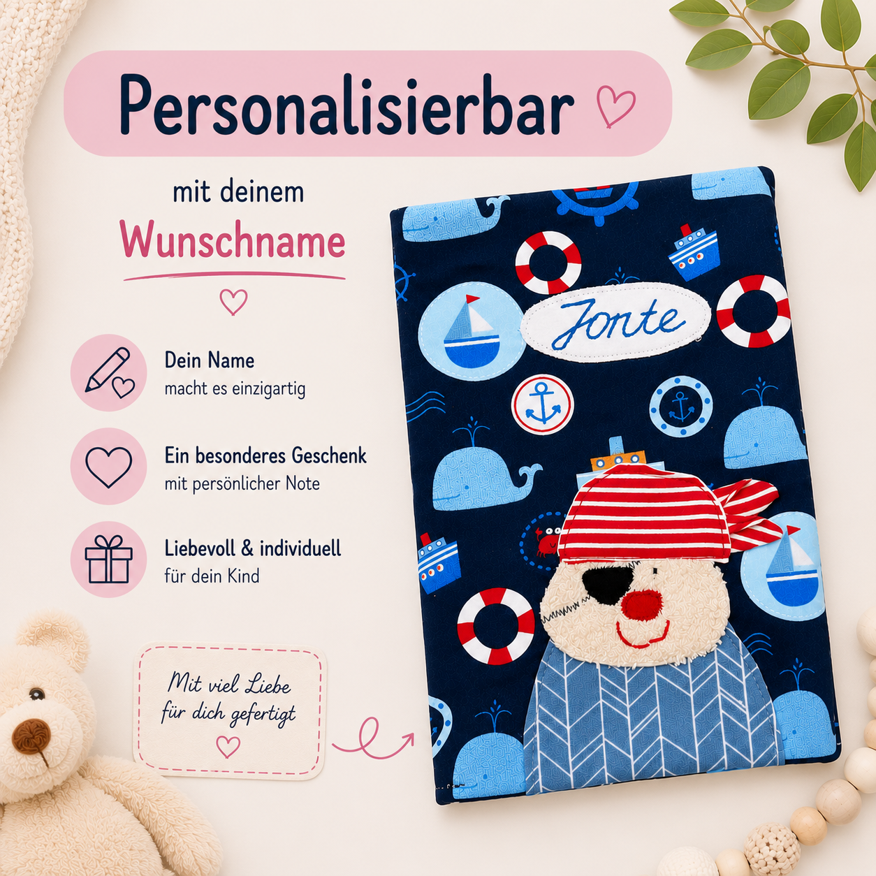 Personalisierte Hülle für U Heft | Baby Erstausstattung | Kinderuntersuchungsheft