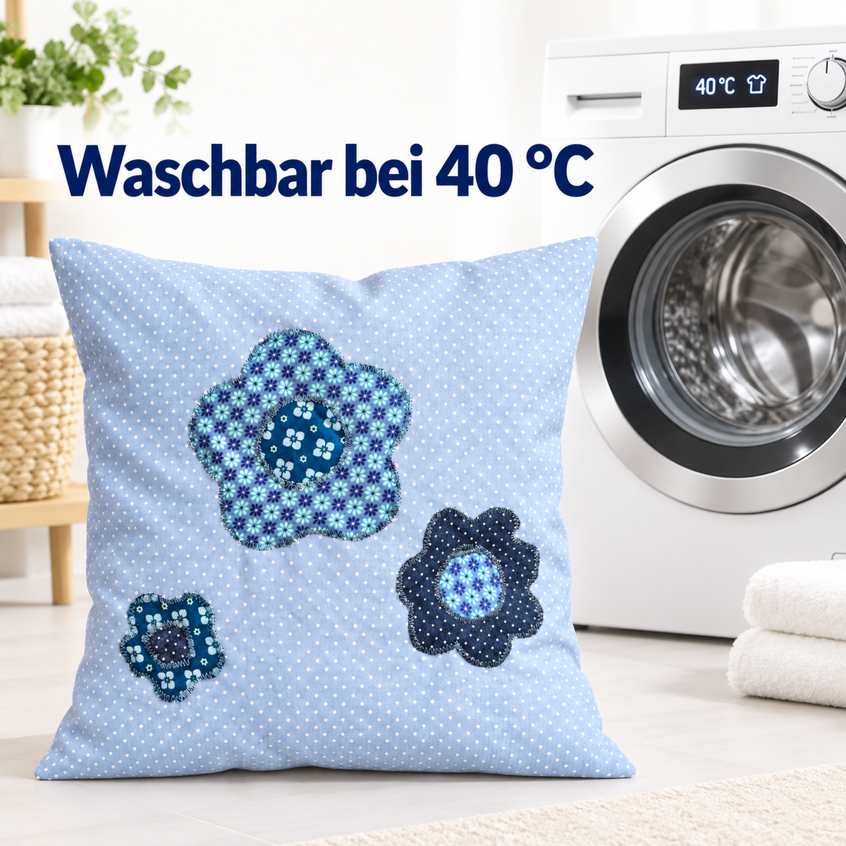 Blumenkissen 30 × 30 cm – Geburtstagsgeschenk für Freundin
